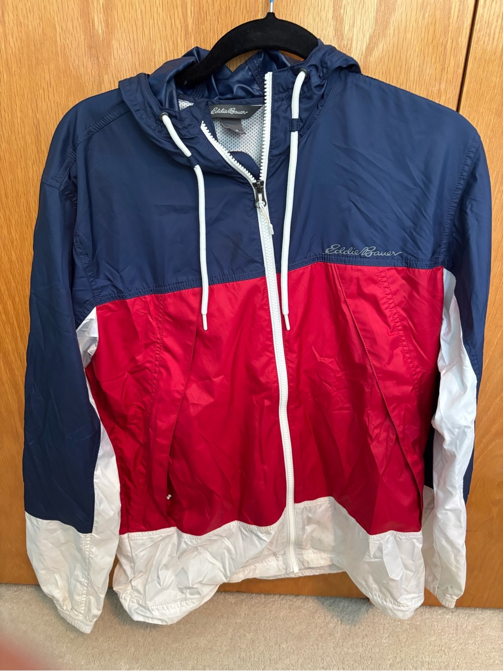 Eddie Bauer Navy, Red & White Colorblock Windbreaker